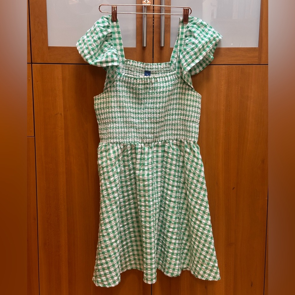 Old Navy Smocked Green Gingham Checkered Mini Dress